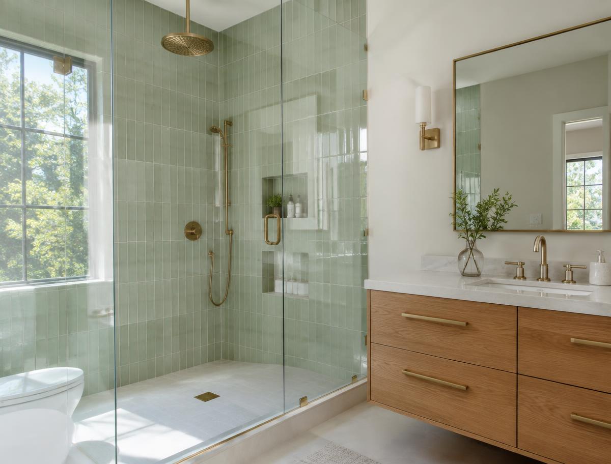 Sage tile shower