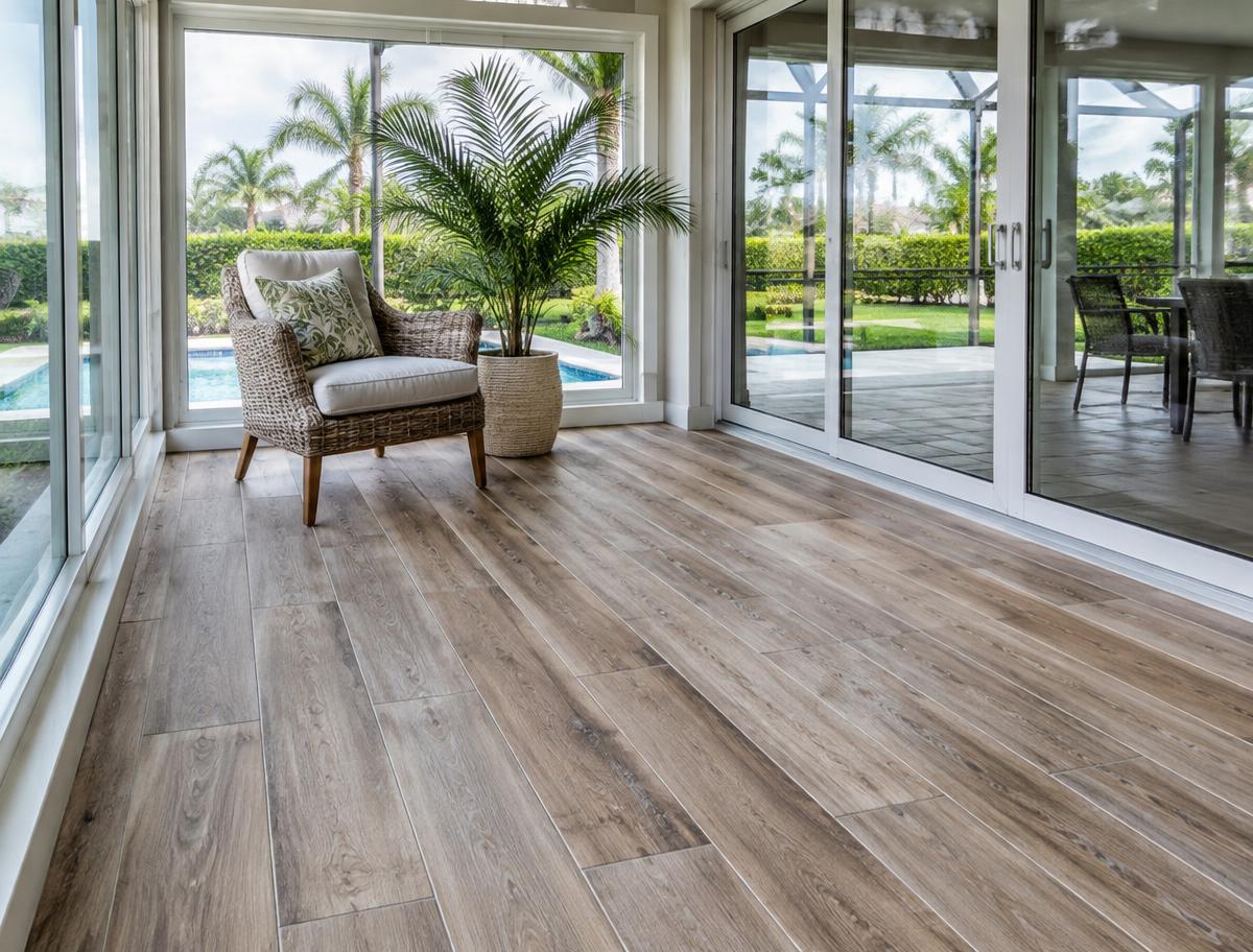 Sunroom plank tile